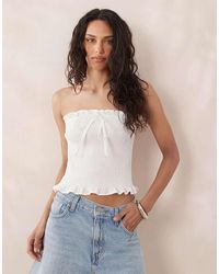 ASOS - Shirred Tie Front Bandeau - Lyst