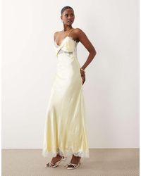 Bardot - Taryn Lace Trim Satin Maxi Dress With Twist Detail - Lyst