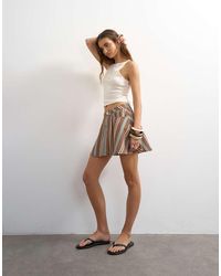 TOPSHOP - Denim Full Pleated Mini Skirt - Lyst
