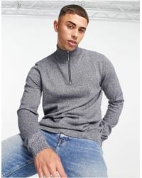 Jack & Jones Essentials Quarter Zip Sweater - Blue