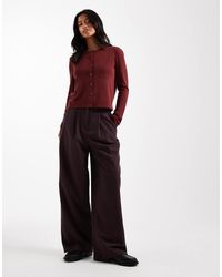 Miss Selfridge - Pantalon ample et ajusté - prune foncé - Lyst