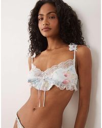 For Love & Lemons - Hearts Adrift Satin Bralet With Lace Detail - Lyst