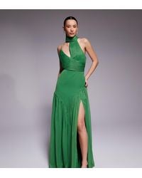 ASOS - Asos Design Petite Halter Gathered Full Skirt Maxi Dress - Lyst