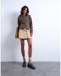 TOPSHOP - Minifalda Pantalón Con Cintura Elástica De -Neutro - Lyst