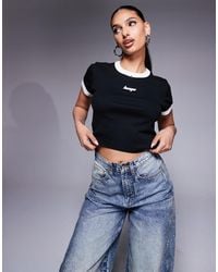 HUGO - T-shirt effet rétréci à logo et liserés - Lyst