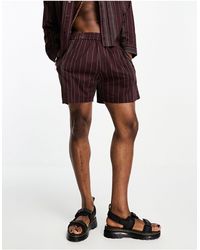 Reclaimed (vintage) - Summer Shorts Co-ord With Stripe Embroidery - Lyst