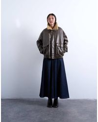 TOPSHOP - Denim Maxirok Met Schouderpas - Lyst