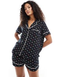 DKNY - Breezing Through Short Sleeve Notch Top & Boxer Sleep Set - Lyst