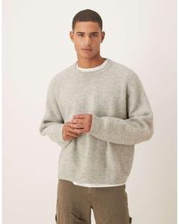 ASOS - Jersey Gris Jaspeado De Corte Cuadrado Ultragrande De Punto Inglés Acanalado De - Lyst