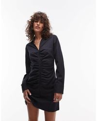 Mango - Ruched Side Pinstripe Zip Down Mini Dress - Lyst