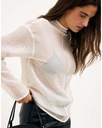 NA-KD - Funnel Neck Seam Detail Crinkle Top - Lyst