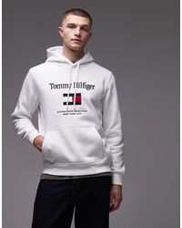 Tommy Hilfiger - Embroidered Flag Large Centre Logo Hoodie - Lyst
