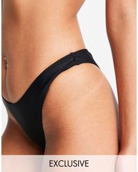 Missguided Mix & Match Super Cheeky Bikini Bottoms With Ruched Detail - Black