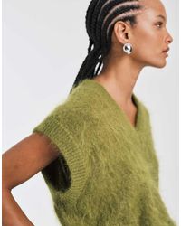 ASOS - Premium Mohair Blend Boxy High V Tank - Lyst