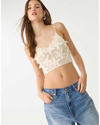 Stradivarius - Floral Crochet Top - Lyst