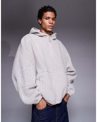 ASOS - Extreme Oversized Quarter Zip Funnel Neck Hoodie - Lyst