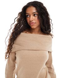 Threadbare - Pull à épaules dénudées - taupe - Lyst