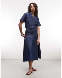 Reclaimed Vintage - Denim Drop Waist Maxi Skirt - Lyst