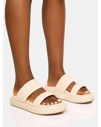 Public Desire - Cierra Cream Double Strap Patterned Platform Sandal - Lyst