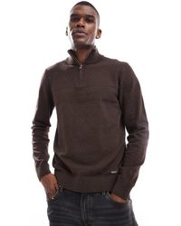 Threadbare - Maglione Cioccolato Con Zip Corta - Lyst