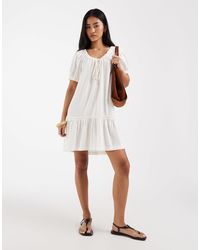 ONLY - Linen Blend Dropped Hem Mini Dress - Lyst