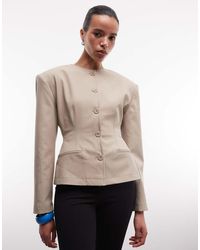 ASOS - Getailleerde Blazer Zonder Kraag Met Knoopsluiting - Lyst