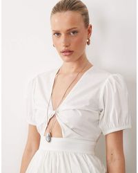 ASOS - Puff Sleeve Twist Detail Top - Lyst