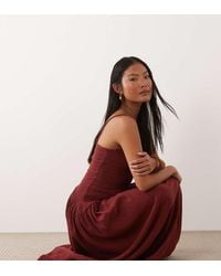 ASOS - Asos Design Petite Crinkle Cami Tie Back Midi Dress With Asym Waist - Lyst