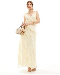 Pretty Lavish - Asymmetric Ruffle Drape Midaxi Dress - Lyst