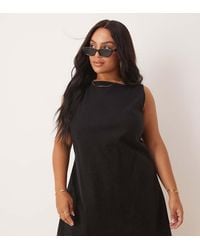 ASOS - Asos Design Curve Square High Neck Mini Dress With Shirred Back - Lyst