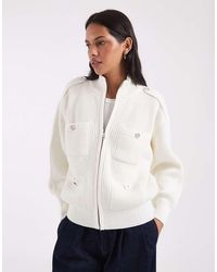 ASOS - Knitted Funnel Neck Jacket With Silver Buttons - Lyst