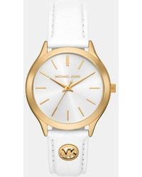 Michael Kors - Slim Runway Three-Hand Leather Watch - Lyst