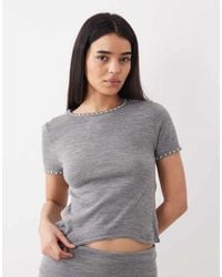 Mango - Studis Knitted Short Sleeve Top With Studs Co-Ord - Lyst