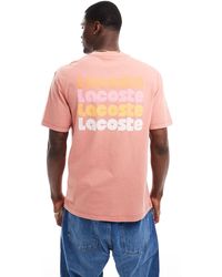 Lacoste - T-shirt a maniche corte slavato con stampa sul retro - Lyst