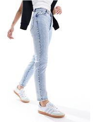 Stradivarius Slim Mom Jeans With Stretch in Blue