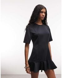 Monki - Mini Dress With Ruffle Hem Detail - Lyst