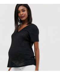 ASOS Asos Design Maternity T-shirt In Longline Slubby Rib In Black