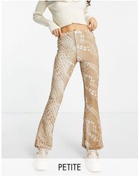 Topshop Unique Co-ord Mesh Flared Trouser - Brown
