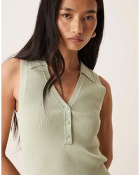 Jdy - Rib Knit Sleeveless Polo - Lyst