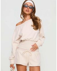 Princess Polly - Cassey Asymmetric Off Shoulder Ribbed Fitted Waist Sweatshirt - Lyst