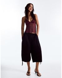 Bershka - Rhinestone Mesh Strappy Top - Lyst
