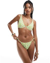New Look - Ditsy Floral Tie Side Bikini Bottoms - Lyst