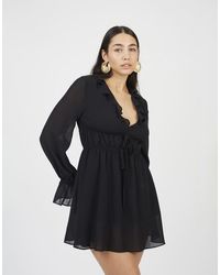 Brave Soul - Frill Detail Ruched Mini Dress - Lyst