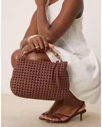 ASOS - Borsa A Mano Color Cioccolato Intrecciata Con Manico - Lyst