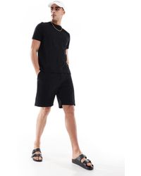 Bershka - Pantaloncini Neri Testurizzati - Lyst