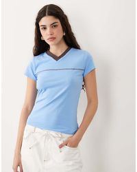 ASOS - V Neck Baby Tee With Contrast Neck Band - Lyst