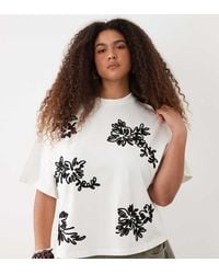 ASOS - Asos Design Curve Boxy T-shirt With Cornelli Floral Detail - Lyst