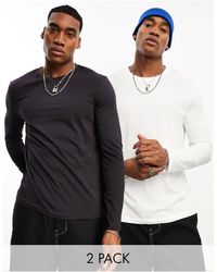 ASOS - 2 Pack Long Sleeved Crew Neck T-shirts - Lyst