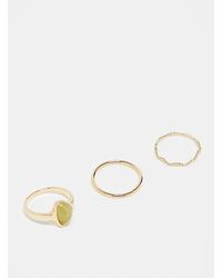 ASOS - Set Van 3 Ringen Met Groene Steen En Speels Ontwerp - Lyst