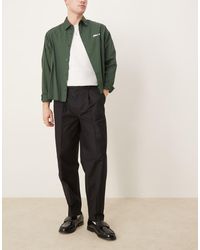 ASOS - Pantalones De Vestir Negros De Corte Tapered Extragrande Con Pinzas Dobles De Tejido Aterciopelado De - Lyst